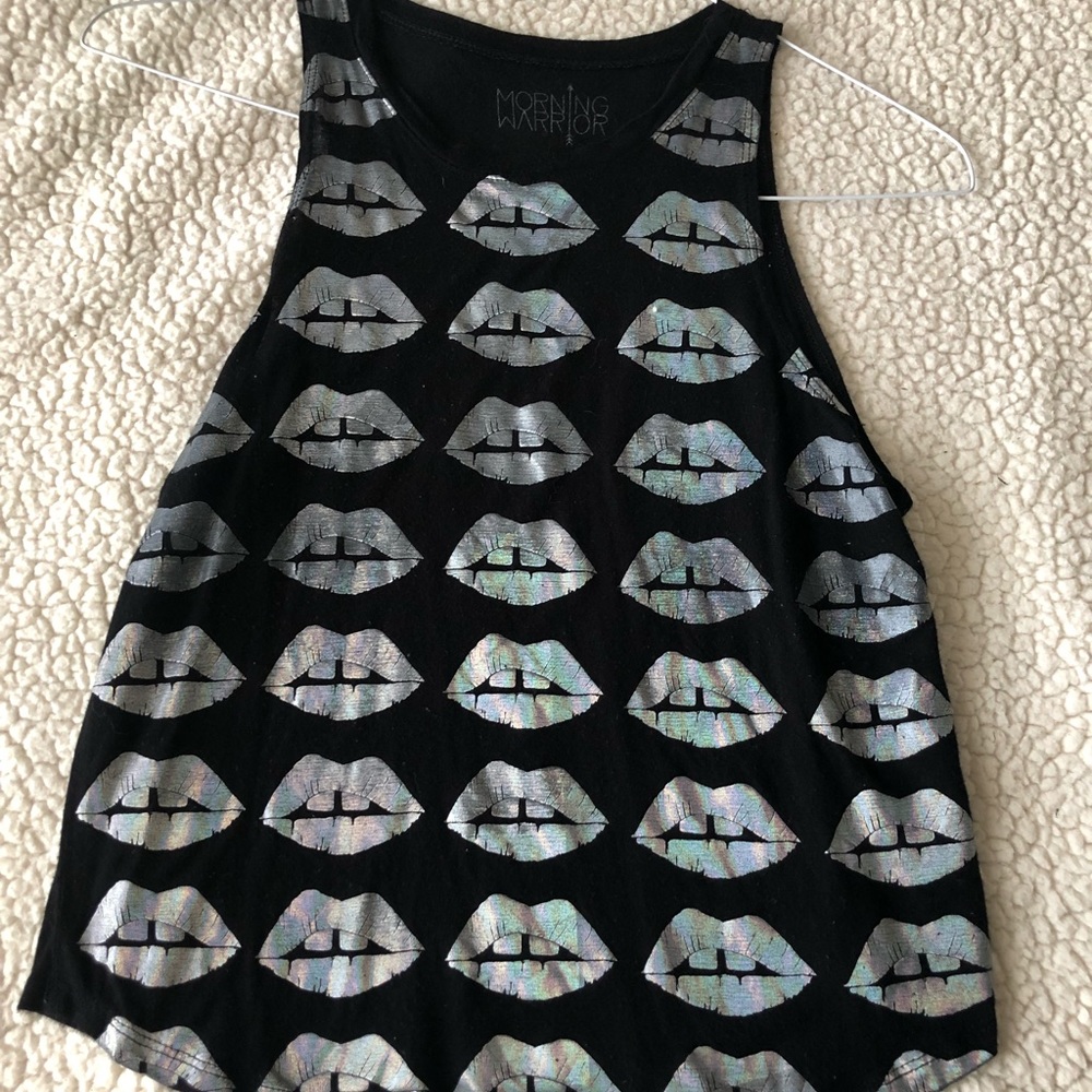 Holographic Lips Teeth Gap Tank Top 💿👄 nasty gal